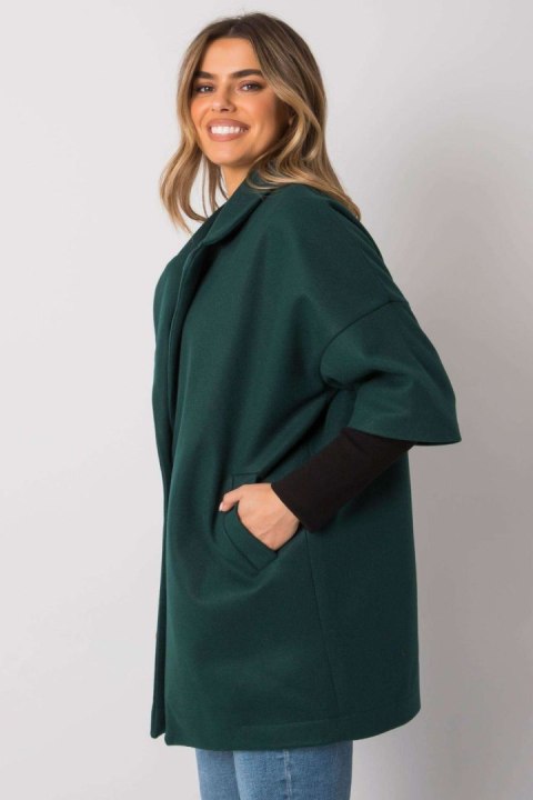 Płaszcz Damski Model CHA-PL-0409.30X Dark Green - Rue Paris - S/M Płaszcz Damski Model CHA-PL-0409.30X Dark Green - Rue Paris - S/M