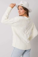 Sweter Damski Model LC-SW-A1.28X Ecru - Rue Paris - uniwersalny Sweter Damski Model LC-SW-A1.28X Ecru - Rue Paris - uniwersalny