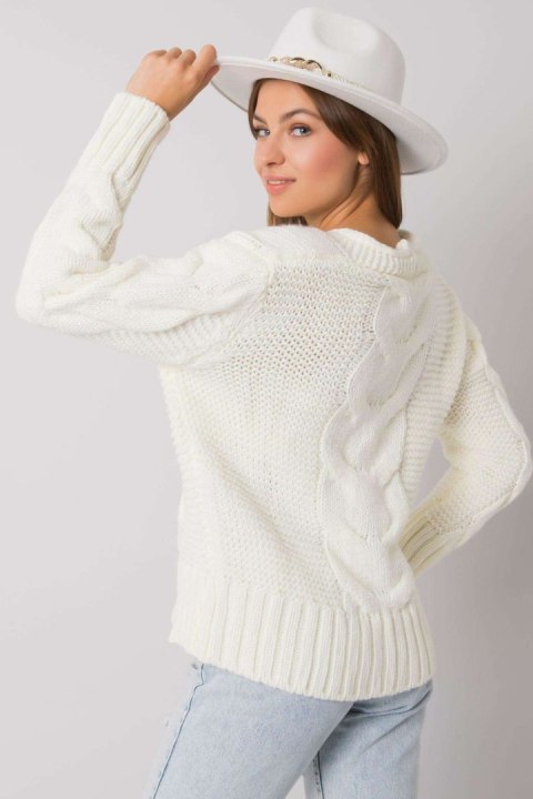 Sweter Damski Model LC-SW-A1.28X Ecru - Rue Paris - uniwersalny Sweter Damski Model LC-SW-A1.28X Ecru - Rue Paris - uniwersalny