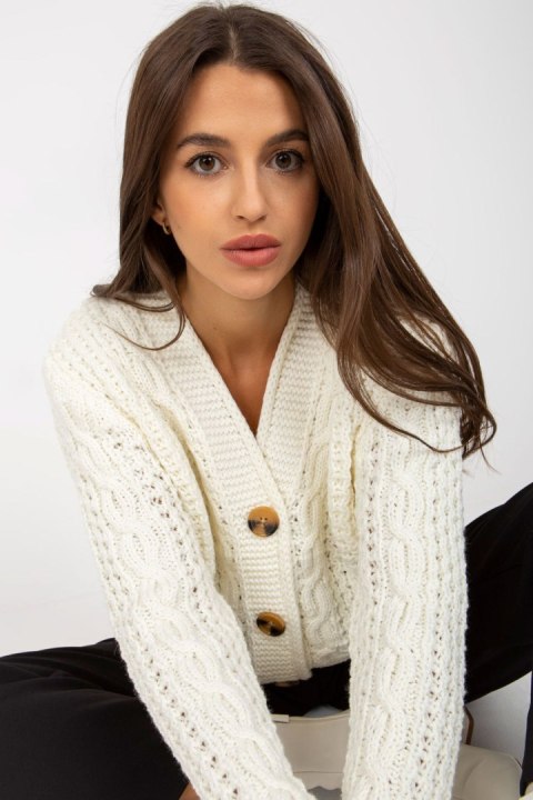 Sweter Kardigan Model LC-SW-8001.14P Ecru - Rue Paris - uniwersalny Sweter Kardigan Model LC-SW-8001.14P Ecru - Rue Paris - uniwersalny