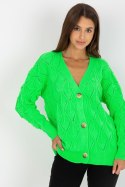 Sweter Kardigan Model LC-SW-8035.06X Fluo Green - Rue Paris - uniwersalny Sweter Kardigan Model LC-SW-8035.06X Fluo Green - Rue Paris - uniwersalny