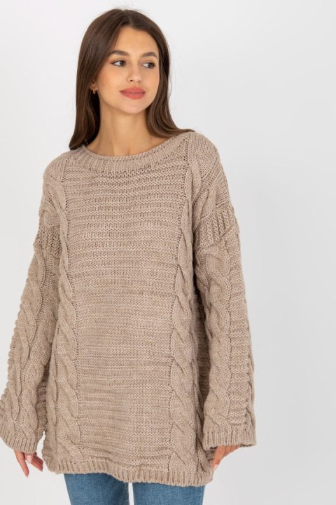 Sweter Damski Model LC-SW-8044.06X Beige - Rue Paris - uniwersalny