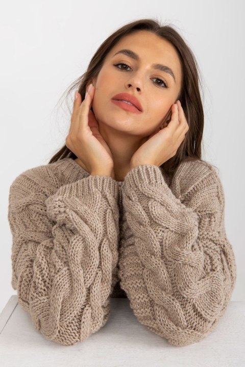 Sweter Damski Model LC-SW-8044.06X Beige - Rue Paris - uniwersalny Sweter Damski Model LC-SW-8044.06X Beige - Rue Paris - uniwersalny