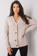 Sweter Damski Model LC-SW-A1.28X Beige - Rue Paris - uniwersalny Sweter Damski Model LC-SW-A1.28X Beige - Rue Paris - uniwersalny