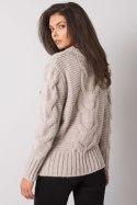 Sweter Damski Model LC-SW-A1.28X Beige - Rue Paris - uniwersalny Sweter Damski Model LC-SW-A1.28X Beige - Rue Paris - uniwersalny