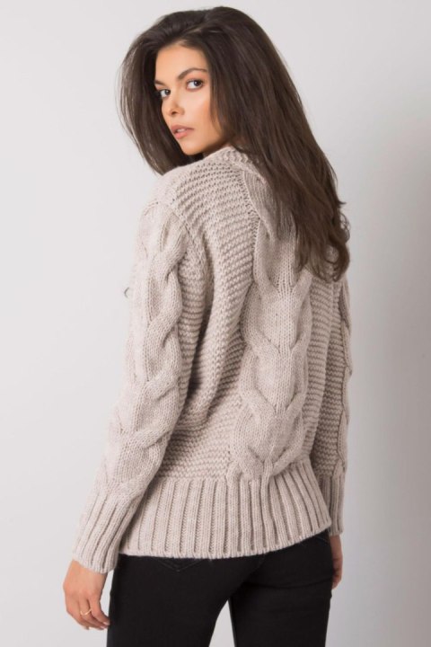 Sweter Damski Model LC-SW-A1.28X Beige - Rue Paris - uniwersalny Sweter Damski Model LC-SW-A1.28X Beige - Rue Paris - uniwersalny
