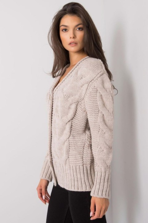 Sweter Damski Model LC-SW-A1.28X Beige - Rue Paris - uniwersalny Sweter Damski Model LC-SW-A1.28X Beige - Rue Paris - uniwersalny