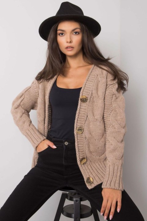 Sweter Damski Model LC-SW-A1.28X Dark Beige - Rue Paris - uniwersalny Sweter Damski Model LC-SW-A1.28X Dark Beige - Rue Paris - uniwersalny