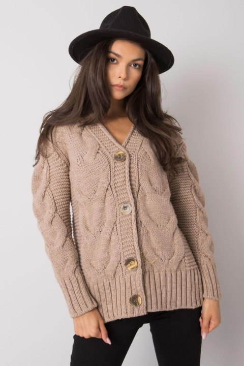 Sweter Damski Model LC-SW-A1.28X Dark Beige - Rue Paris - uniwersalny Sweter Damski Model LC-SW-A1.28X Dark Beige - Rue Paris - uniwersalny