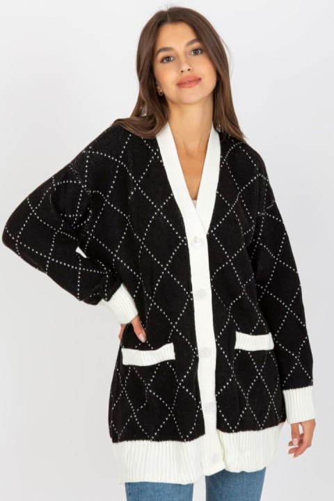 Sweter Kardigan Model LC-SW-0258.03P Black - Rue Paris - uniwersalny