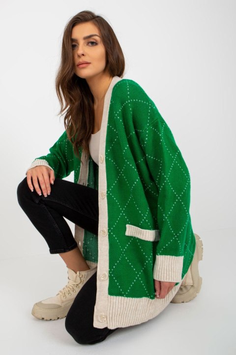 Sweter Kardigan Model LC-SW-0258.03P Green - Rue Paris - uniwersalny