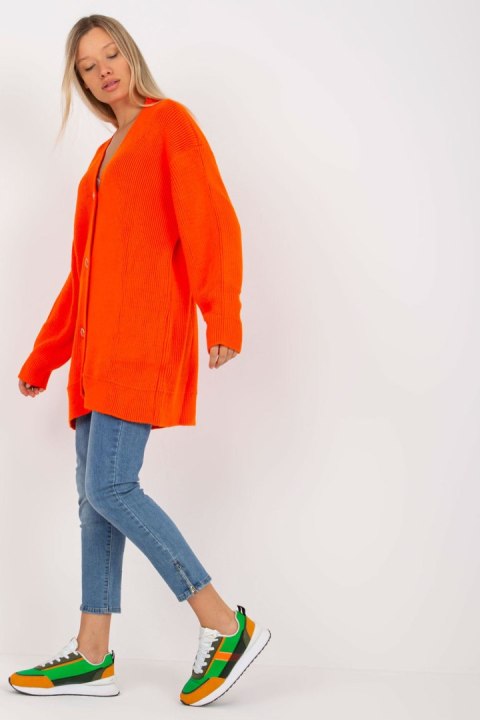 Sweter Kardigan Model LC-SW-0267.06X Orange - Rue Paris - uniwersalny Sweter Kardigan Model LC-SW-0267.06X Orange - Rue Paris - uniwersalny
