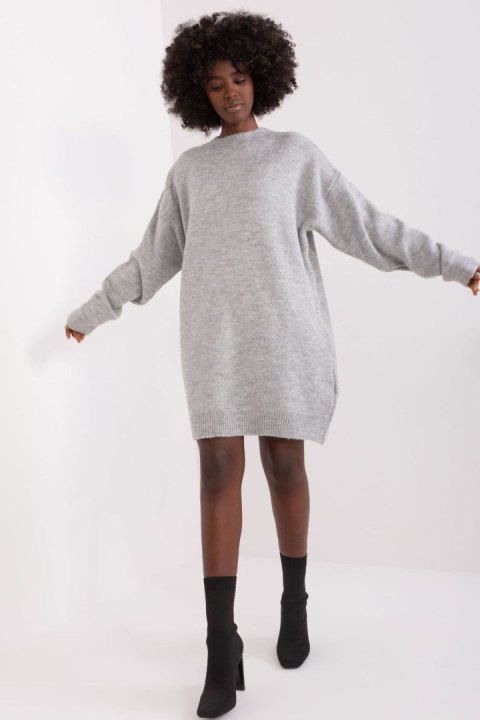 Sukienka Model LC-SK-0568.01P Grey - Rue Paris - uniwersalny Sukienka Model LC-SK-0568.01P Grey - Rue Paris - uniwersalny