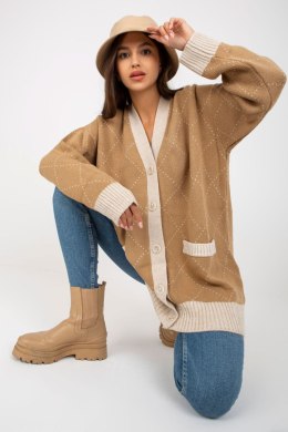 Sweter Kardigan Model LC-SW-0258.03P Camel - Rue Paris - uniwersalny