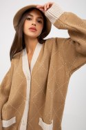 Sweter Kardigan Model LC-SW-0258.03P Camel - Rue Paris - uniwersalny Sweter Kardigan Model LC-SW-0258.03P Camel - Rue Paris - uniwersalny
