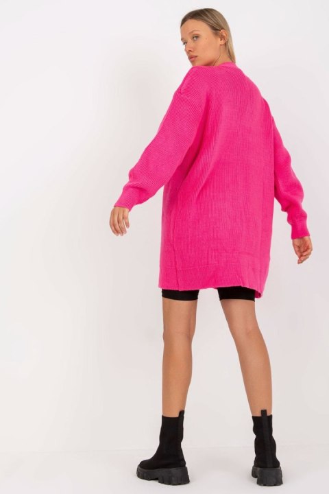 Sweter Kardigan Model LC-SW-0267.06X Fluo Pink - Rue Paris - uniwersalny Sweter Kardigan Model LC-SW-0267.06X Fluo Pink - Rue Paris - uniwersalny