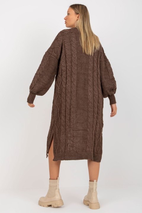 Sweter Kardigan Model LC-SW-8032.34P Brown - Rue Paris - uniwersalny Sweter Kardigan Model LC-SW-8032.34P Brown - Rue Paris - uniwersalny