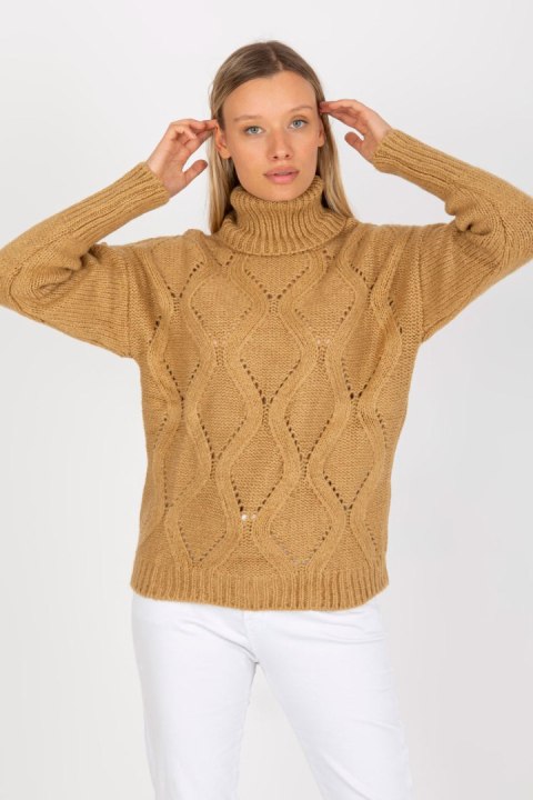 Sweter Damski Model LC-SW-3019.05P Camel - Rue Paris - uniwersalny Sweter Damski Model LC-SW-3019.05P Camel - Rue Paris - uniwersalny