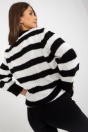 Sweter Damski Model LC-SW-8030.29P White/Black - Rue Paris - uniwersalny Sweter Damski Model LC-SW-8030.29P White/Black - Rue Paris - uniwersalny