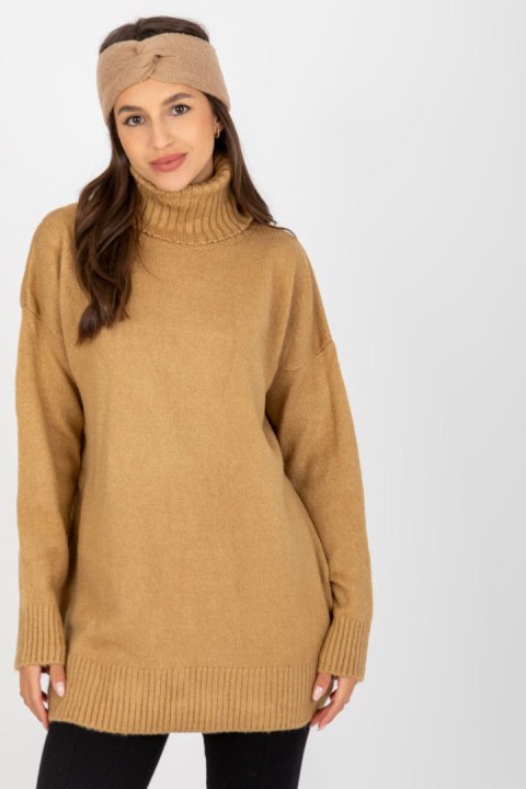 Sweter Damski Model LC-SW-0331.89P Camel - Rue Paris - uniwersalny Sweter Damski Model LC-SW-0331.89P Camel - Rue Paris - uniwersalny