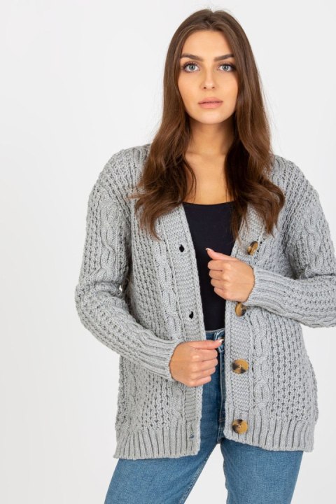 Sweter Kardigan Model LC-SW-8001.14P Grey - Rue Paris - uniwersalny