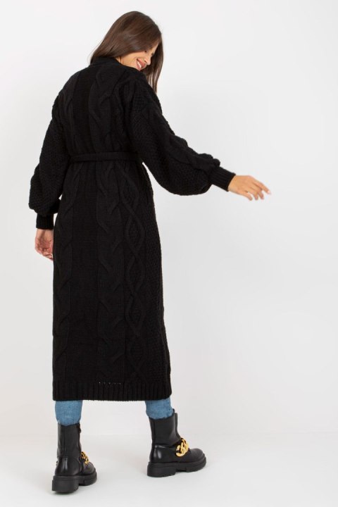 Sweter Kardigan Model LC-SW-8020.16P Black - Rue Paris - uniwersalny Sweter Kardigan Model LC-SW-8020.16P Black - Rue Paris - uniwersalny