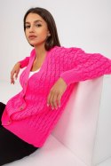 Sweter Kardigan Model LC-SW-8036.74P Fluo Pink - Rue Paris - uniwersalny Sweter Kardigan Model LC-SW-8036.74P Fluo Pink - Rue Paris - uniwersalny
