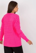 Sweter Kardigan Model LC-SW-8036.74P Fluo Pink - Rue Paris - uniwersalny Sweter Kardigan Model LC-SW-8036.74P Fluo Pink - Rue Paris - uniwersalny