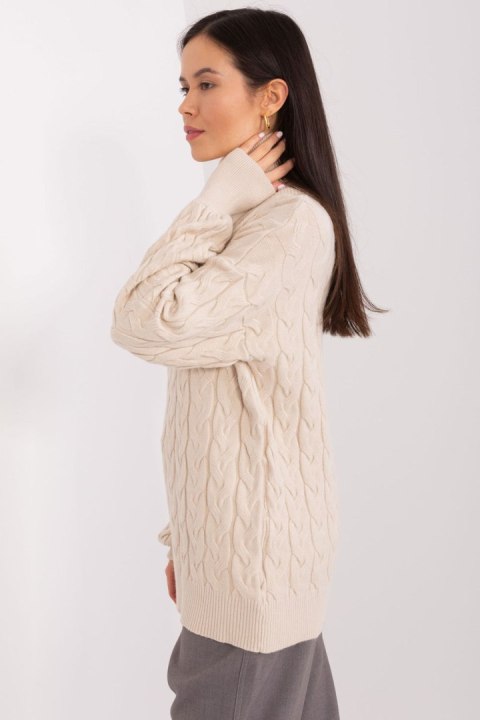 Golf Damski Model AT-SW-2348.07 Light Beige - AT - uniwersalny Golf Damski Model AT-SW-2348.07 Light Beige - AT - uniwersalny