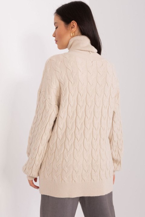Golf Damski Model AT-SW-2348.07 Light Beige - AT - uniwersalny Golf Damski Model AT-SW-2348.07 Light Beige - AT - uniwersalny