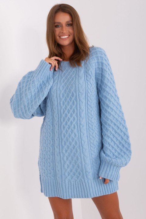 Sweter Damski Model AT-SW-2367-2.64P Light Blue - AT - uniwersalny Sweter Damski Model AT-SW-2367-2.64P Light Blue - AT - uniwersalny