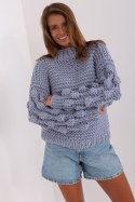 Sweter Damski Model AT-SW-2382.97P Grey/Blue - AT - uniwersalny Sweter Damski Model AT-SW-2382.97P Grey/Blue - AT - uniwersalny