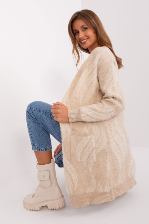 Sweter Kardigan Model AT-SW-234501.00P Light Beige - AT - uniwersalny Sweter Kardigan Model AT-SW-234501.00P Light Beige - AT - uniwersalny