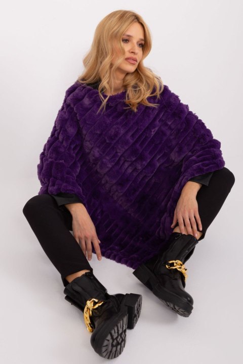 Sweter Ponczo Model AT-PN-2347.68 Dark Violet - AT - uniwersalny Sweter Ponczo Model AT-PN-2347.68 Dark Violet - AT - uniwersalny