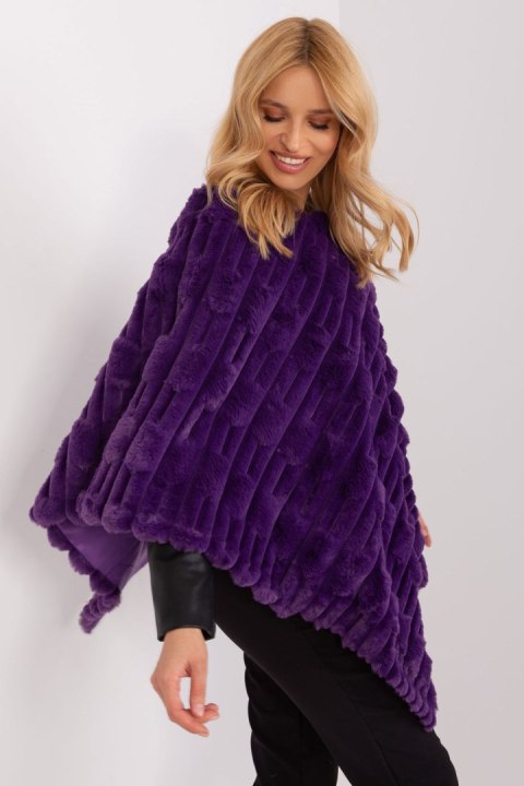 Sweter Ponczo Model AT-PN-2347.68 Dark Violet - AT - uniwersalny Sweter Ponczo Model AT-PN-2347.68 Dark Violet - AT - uniwersalny