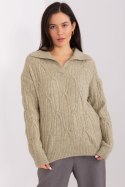 Sweter Damski Model AT-SW-2349-2.27 Khaki - AT - uniwersalny Sweter Damski Model AT-SW-2349-2.27 Khaki - AT - uniwersalny