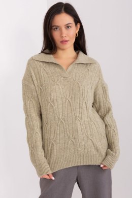 Sweter Damski Model AT-SW-2349-2.27 Khaki - AT - uniwersalny