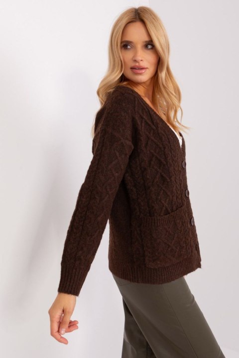 Sweter Damski Model AT-SW-2358.31 Dark Brown - AT - uniwersalny Sweter Damski Model AT-SW-2358.31 Dark Brown - AT - uniwersalny