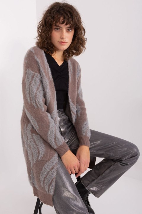 Sweter Kardigan Model AT-SW-234501.00P Dark Brown - AT - uniwersalny Sweter Kardigan Model AT-SW-234501.00P Dark Brown - AT - uniwersalny