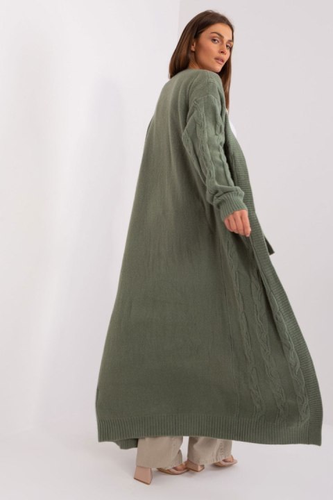 Sweter Kardigan Model AT-SW-2395.30 Khaki - AT - uniwersalny Sweter Kardigan Model AT-SW-2395.30 Khaki - AT - uniwersalny