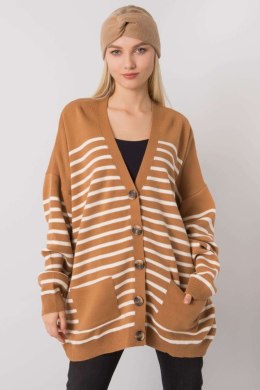 Sweter Kardigan Model FE-SW-3346.56P Camel - Fame - uniwersalny