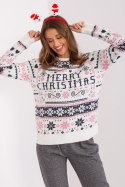Sweter Damski Model D90057AB90883A White/Pink - Sublevel - XXL Sweter Damski Model D90057AB90883A White/Pink - Sublevel - XXL
