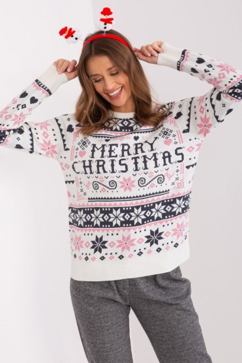 Sweter Damski Model D90057AB90883A White/Pink - Sublevel - M Sweter Damski Model D90057AB90883A White/Pink - Sublevel - M