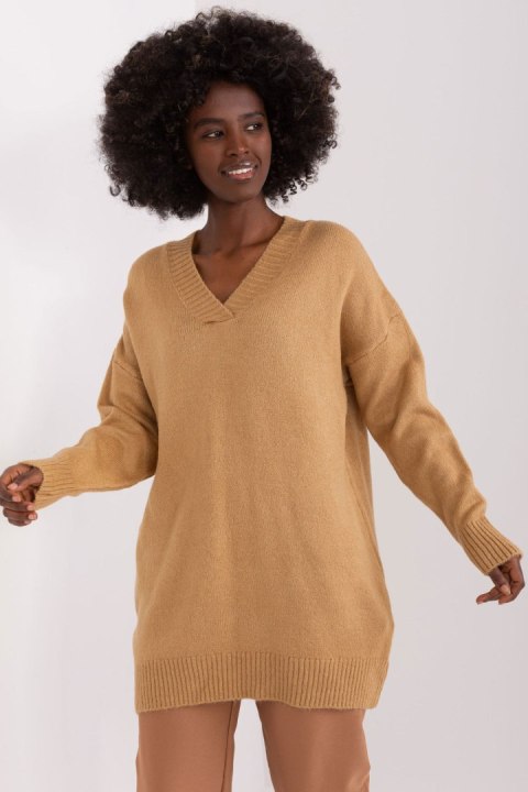 Sweter Damski Model BA-SW-0577.02P Camel - Badu - uniwersalny Sweter Damski Model BA-SW-0577.02P Camel - Badu - uniwersalny