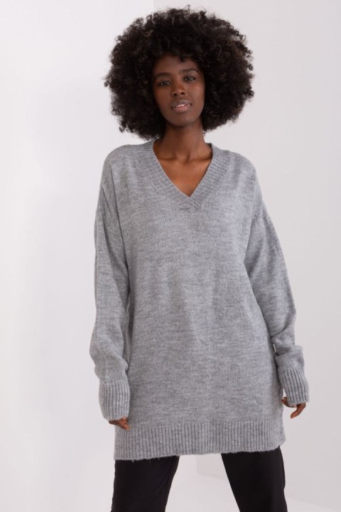 Sweter Damski Model BA-SW-0577.36X Grey - Badu - uniwersalny Sweter Damski Model BA-SW-0577.36X Grey - Badu - uniwersalny