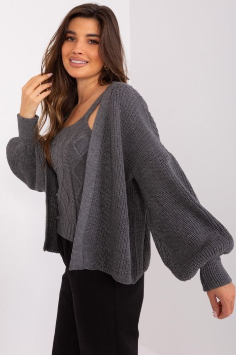 Sweter Komplet Model BA-KMPL-8019.20 Dark Grey - Badu - uniwersalny Sweter Komplet Model BA-KMPL-8019.20 Dark Grey - Badu - uniwersalny
