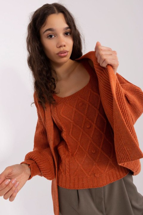 Sweter Komplet Model BA-KMPL-8019.20 Dark Orange - Badu - uniwersalny Sweter Komplet Model BA-KMPL-8019.20 Dark Orange - Badu - uniwersalny