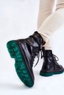 Botki Glany Model Trinah 22BT35-5079 Black_Green - Step in style - 37 Botki Glany Model Trinah 22BT35-5079 Black_Green - Step in style - 37