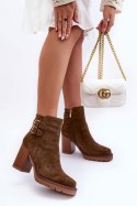 Botki Model Makeline H8-526 Oliwka Zamsz - Step in style - 38 Botki Model Makeline H8-526 Oliwka Zamsz - Step in style - 38