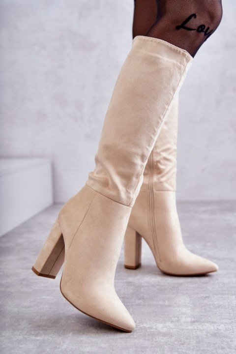 Kozaki Model Tressa NC1299 Beige Zamsz - Step in style - 40 Kozaki Model Tressa NC1299 Beige Zamsz - Step in style - 40
